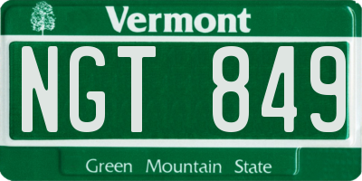 VT license plate NGT849