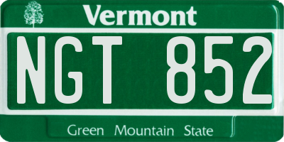 VT license plate NGT852