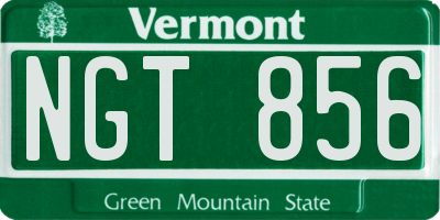 VT license plate NGT856