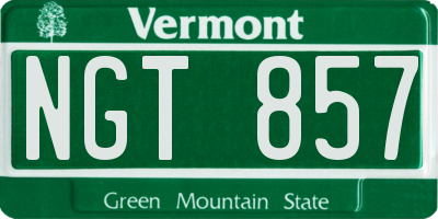 VT license plate NGT857