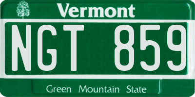 VT license plate NGT859
