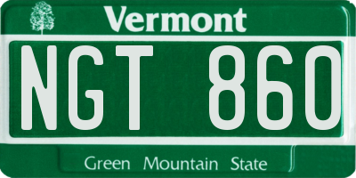 VT license plate NGT860