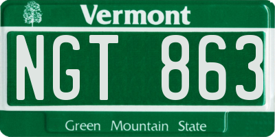 VT license plate NGT863