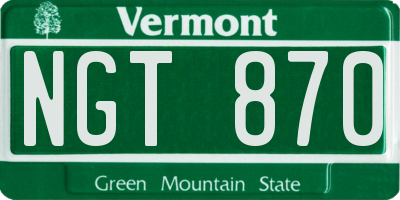VT license plate NGT870