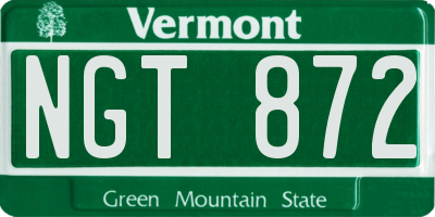 VT license plate NGT872
