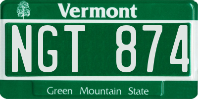 VT license plate NGT874