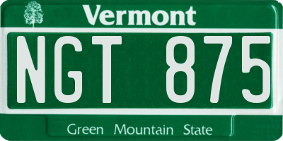 VT license plate NGT875