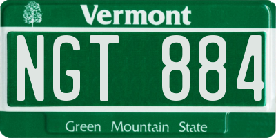 VT license plate NGT884