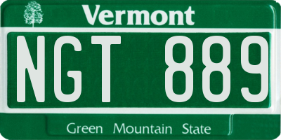 VT license plate NGT889