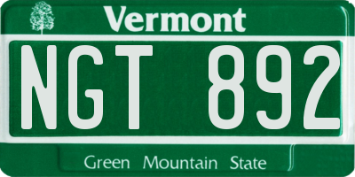 VT license plate NGT892