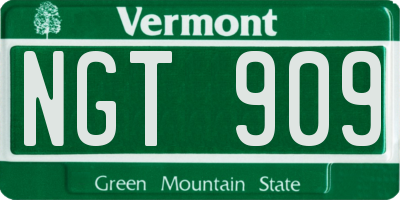VT license plate NGT909