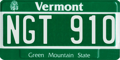 VT license plate NGT910