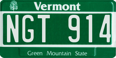 VT license plate NGT914