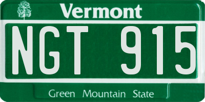 VT license plate NGT915