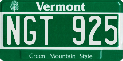 VT license plate NGT925