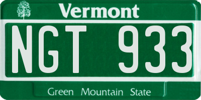 VT license plate NGT933