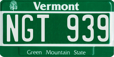 VT license plate NGT939