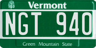 VT license plate NGT940