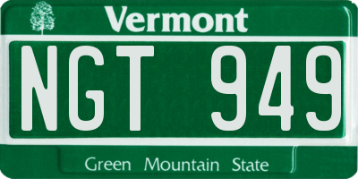 VT license plate NGT949