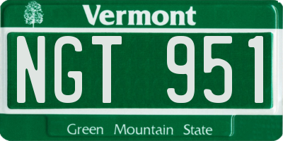 VT license plate NGT951