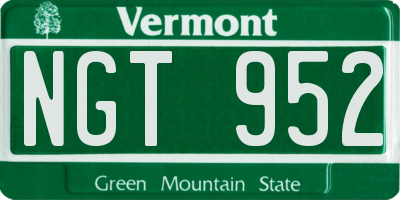 VT license plate NGT952