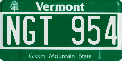 VT license plate NGT954