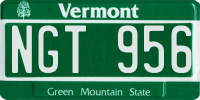 VT license plate NGT956