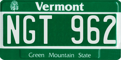 VT license plate NGT962