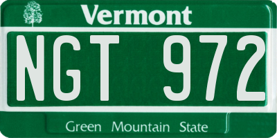 VT license plate NGT972