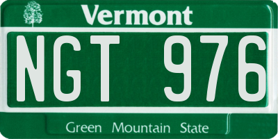 VT license plate NGT976