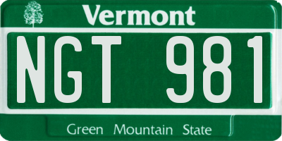 VT license plate NGT981