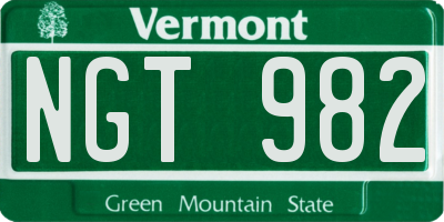 VT license plate NGT982