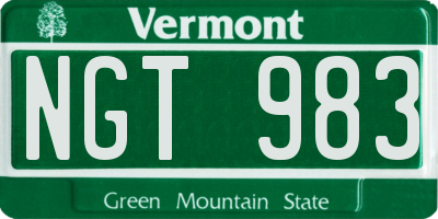 VT license plate NGT983
