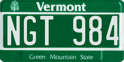 VT license plate NGT984
