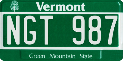 VT license plate NGT987