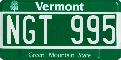 VT license plate NGT995