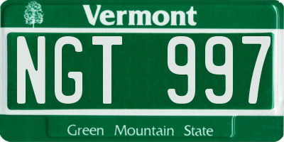 VT license plate NGT997