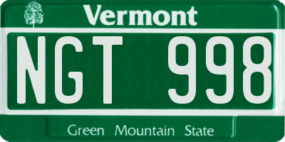 VT license plate NGT998