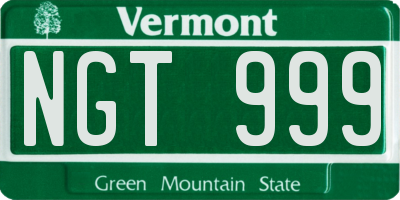 VT license plate NGT999