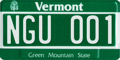 VT license plate NGU001