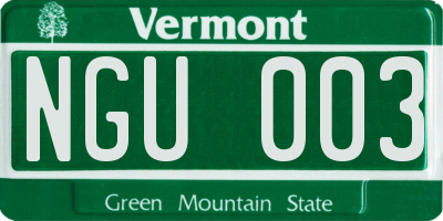 VT license plate NGU003