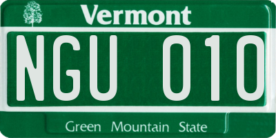 VT license plate NGU010