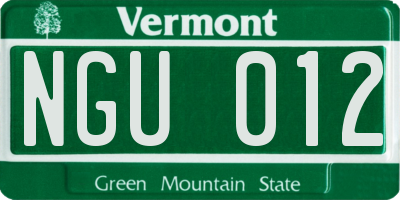 VT license plate NGU012