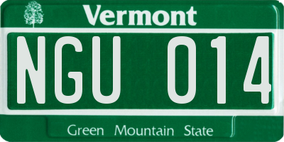 VT license plate NGU014