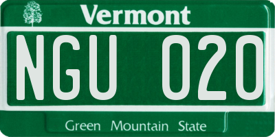 VT license plate NGU020