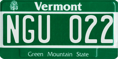 VT license plate NGU022