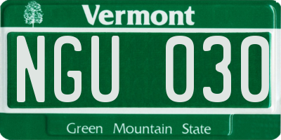 VT license plate NGU030