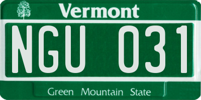 VT license plate NGU031