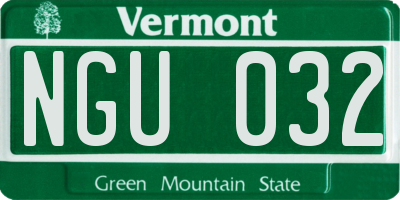 VT license plate NGU032