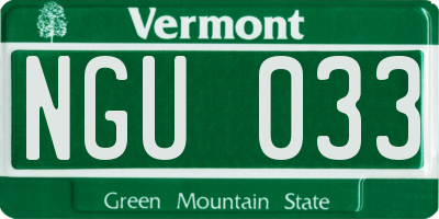 VT license plate NGU033